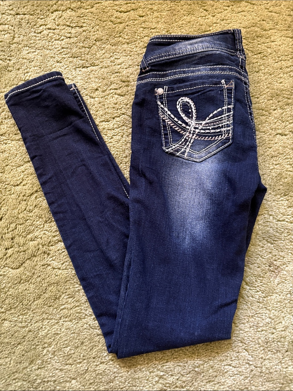 Wallflower Dark Blue Skinny Jeans with Embroidered Back Pocket